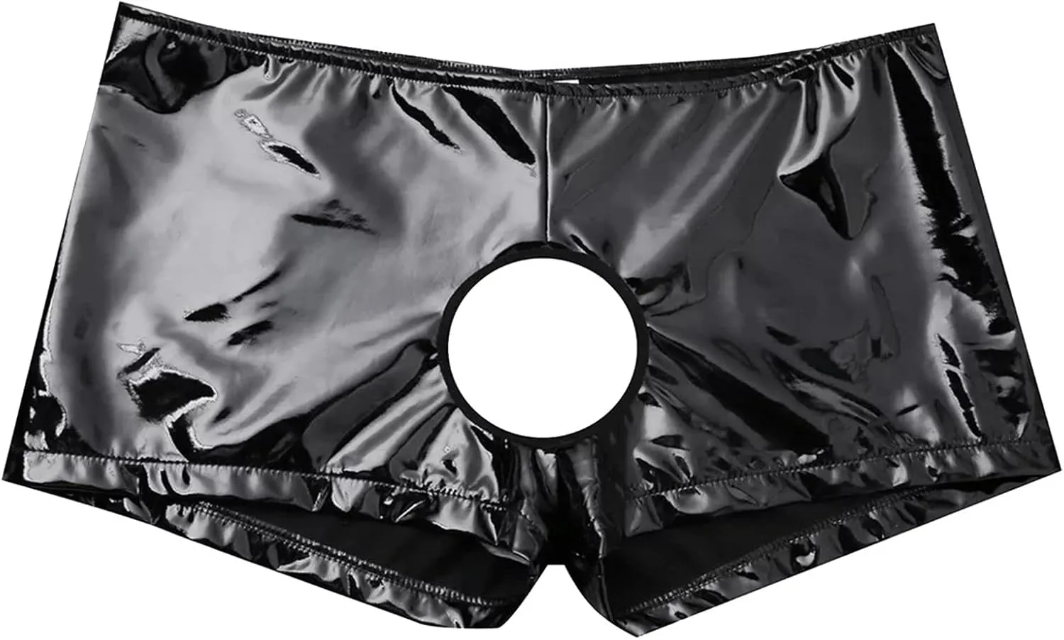 Mens Lingerie Sexy Underwear For Straight Men Brief Soft Shiny Leather Low Rise Shorts Underpants Short With Front Hole