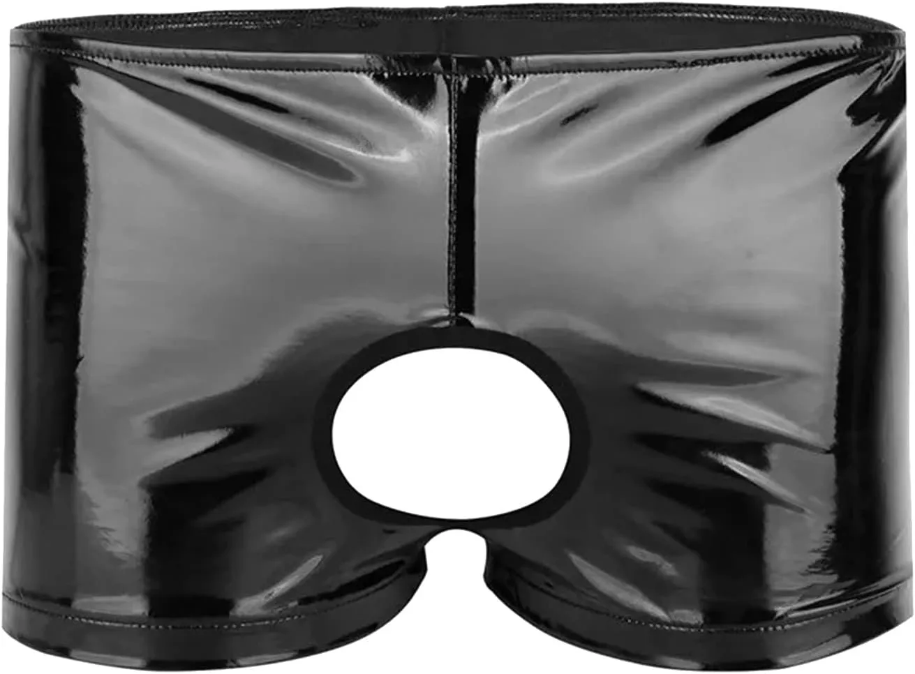 Mens Lingerie Sexy Underwear For Straight Men Brief Soft Shiny Leather Low Rise Shorts Underpants Short With Front Hole