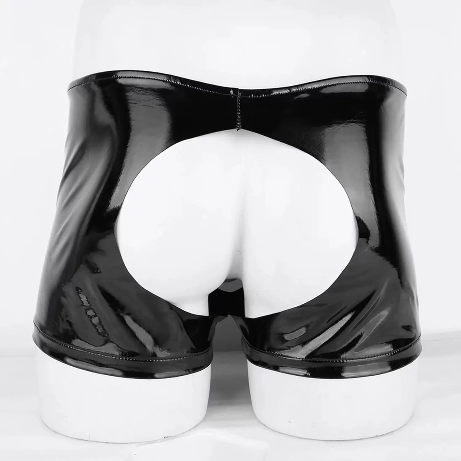 Mens Lingerie Sexy Underwear For Straight Men Brief Soft Shiny Leather Low Rise Shorts Underpants Short With Front Hole