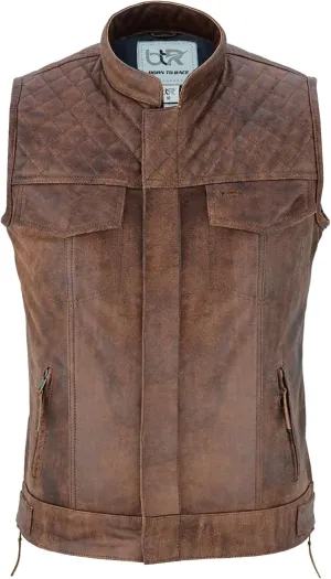 Men's Motorcycle Premium Quality Leather Sleeveless Vest Motorbike Motocross Biker Riders Vests