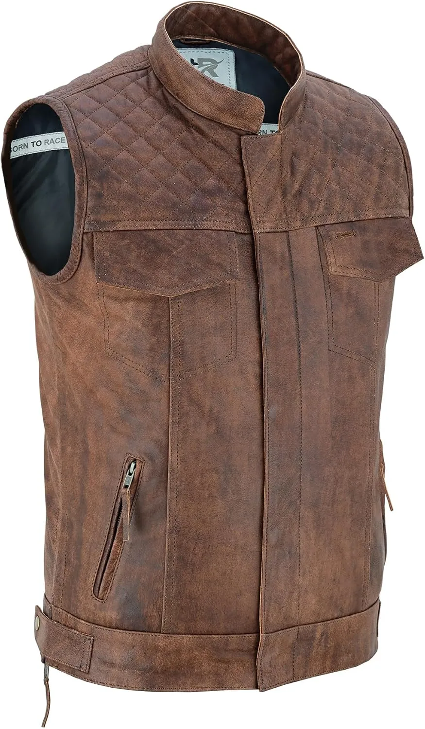 Men's Motorcycle Premium Quality Leather Sleeveless Vest Motorbike Motocross Biker Riders Vests
