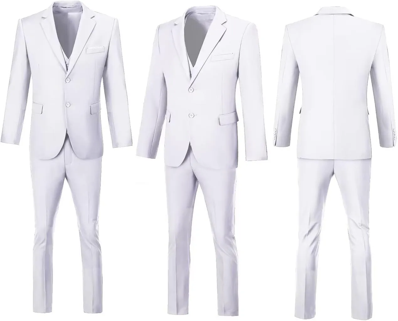 Men's Suit Slim Fit 3 Piece Wedding Dress Tux Suit Set Two Buttons Business Suits Blazer Jacket Vest Pants with Tie