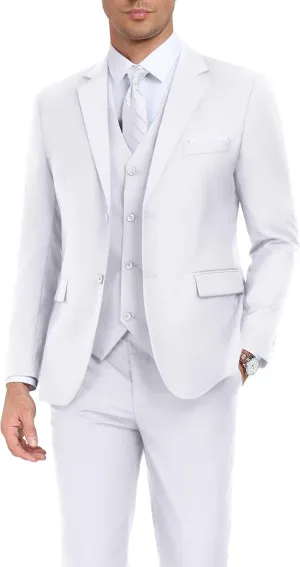 Men's Suit Slim Fit 3 Piece Wedding Dress Tux Suit Set Two Buttons Business Suits Blazer Jacket Vest Pants with Tie