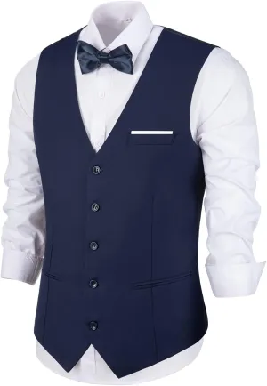 Men's Suits Vest V-Neck Sleeveless Slim Fit Jacket Groomman Casual Suit Vests for Wedding Formal Party Tuxedo for Men