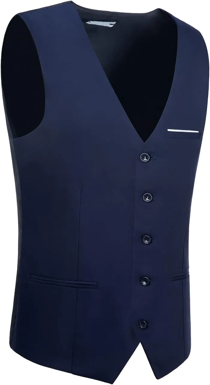 Men's Suits Vest V-Neck Sleeveless Slim Fit Jacket Groomman Casual Suit Vests for Wedding Formal Party Tuxedo for Men