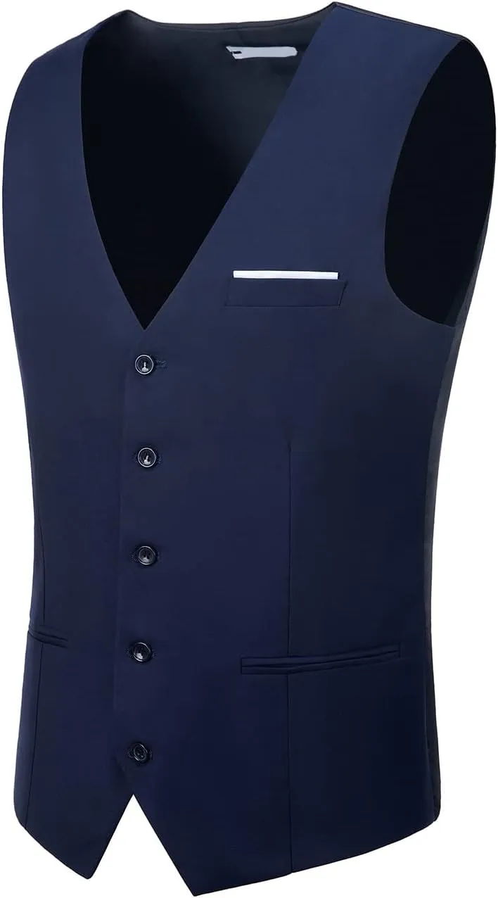Men's Suits Vest V-Neck Sleeveless Slim Fit Jacket Groomman Casual Suit Vests for Wedding Formal Party Tuxedo for Men