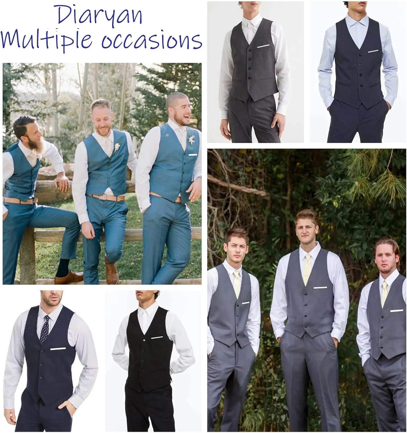 Men's Suits Vest V-Neck Sleeveless Slim Fit Jacket Groomman Casual Suit Vests for Wedding Formal Party Tuxedo for Men