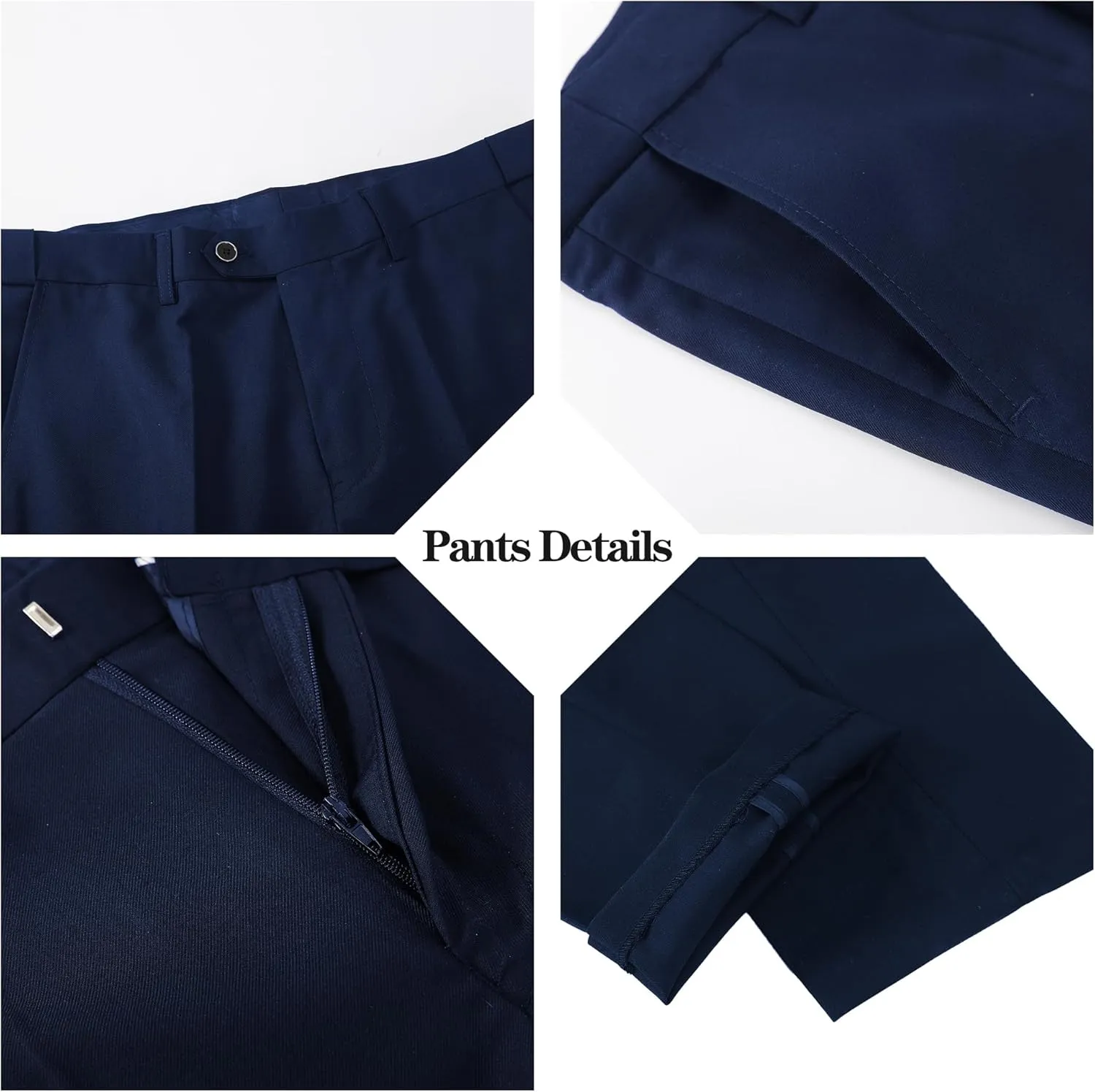 Mens Tuxedo Slim Fit Wedding Business Suits for Groom Groomsmen 3 Pieces Dinner Jacket Vest Pants Set for Men