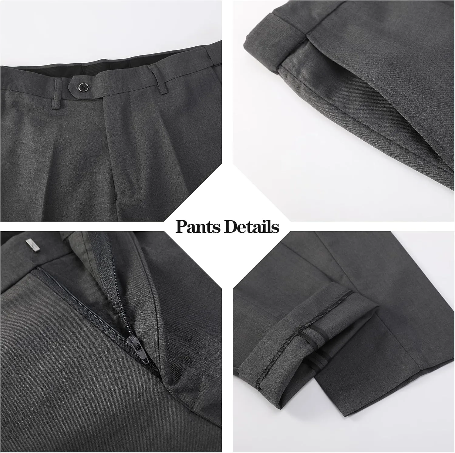 Mens Tuxedo Slim Fit Wedding Business Suits for Groom Groomsmen 3 Pieces Dinner Jacket Vest Pants Set for Men