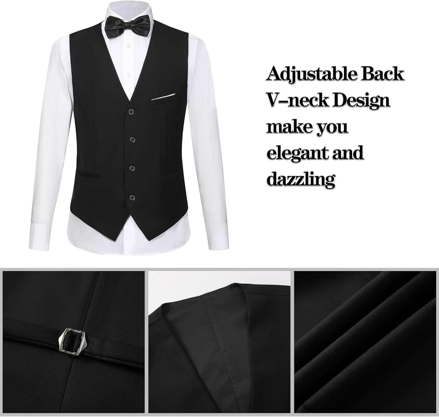 Mens Tuxedo Slim Fit Wedding Business Suits for Groom Groomsmen 3 Pieces Dinner Jacket Vest Pants Set for Men