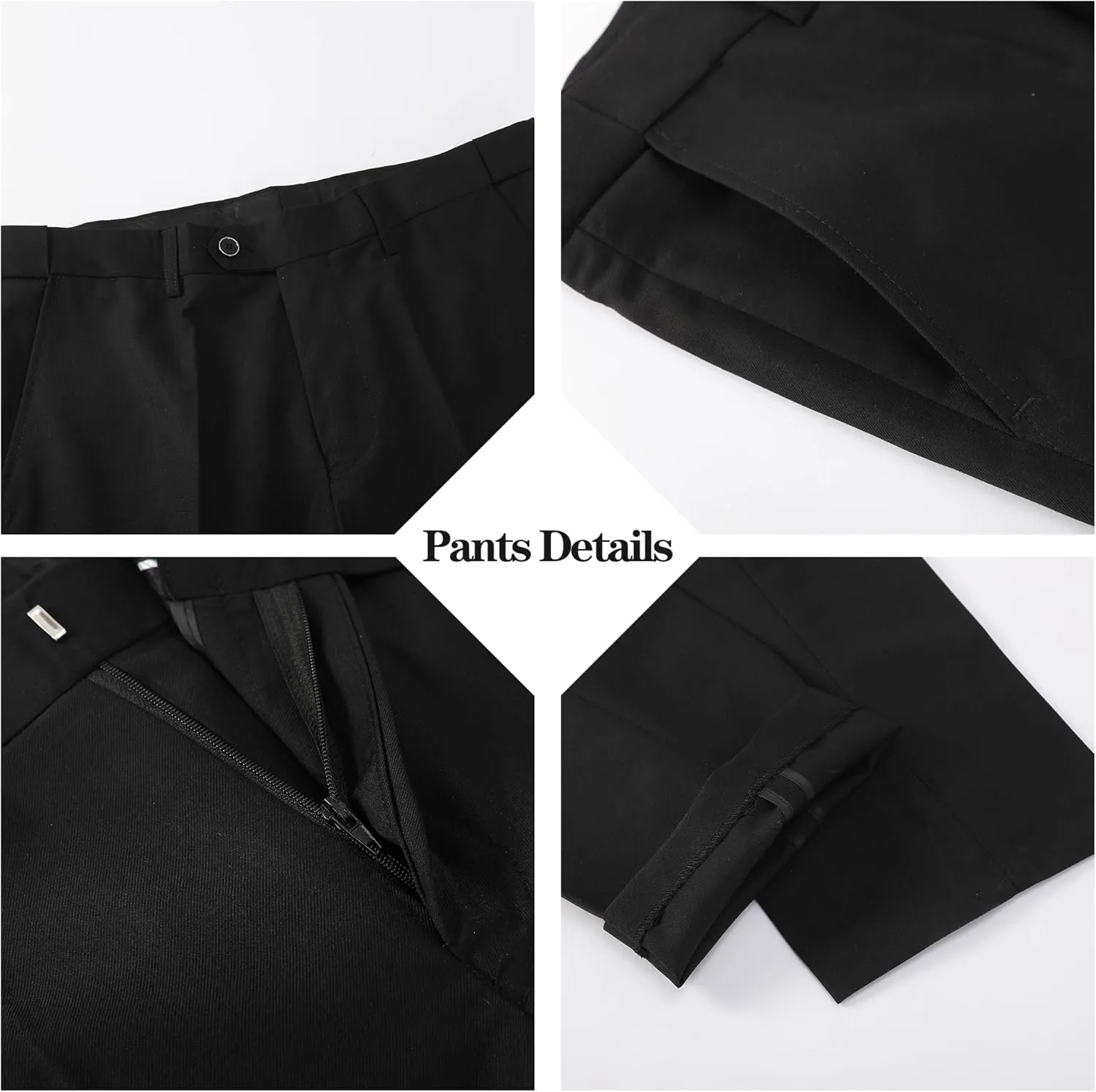Mens Tuxedo Slim Fit Wedding Business Suits for Groom Groomsmen 3 Pieces Dinner Jacket Vest Pants Set for Men