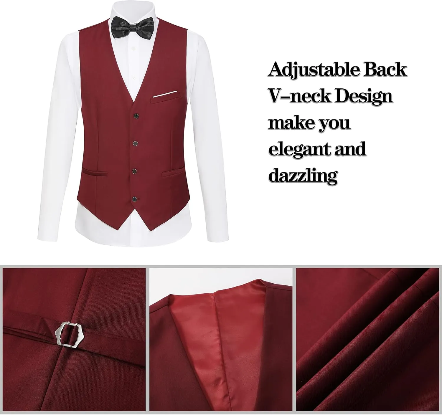Mens Tuxedo Slim Fit Wedding Business Suits for Groom Groomsmen 3 Pieces Dinner Jacket Vest Pants Set for Men
