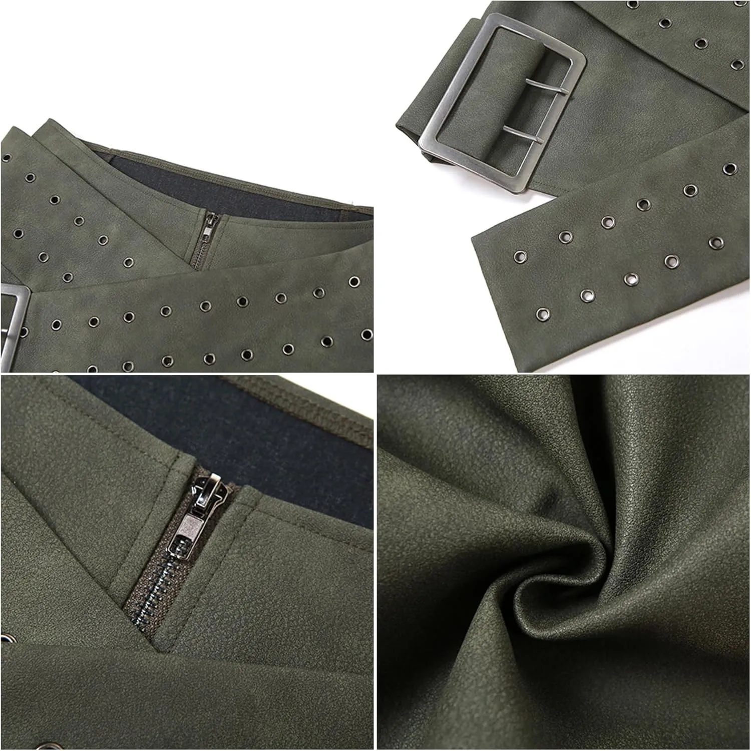 Molisry Women Cargo Skirt Buckled Belt Low Waist Slim Fit Mini Skirt Sexy Cargo Jean Skirt Club Party
