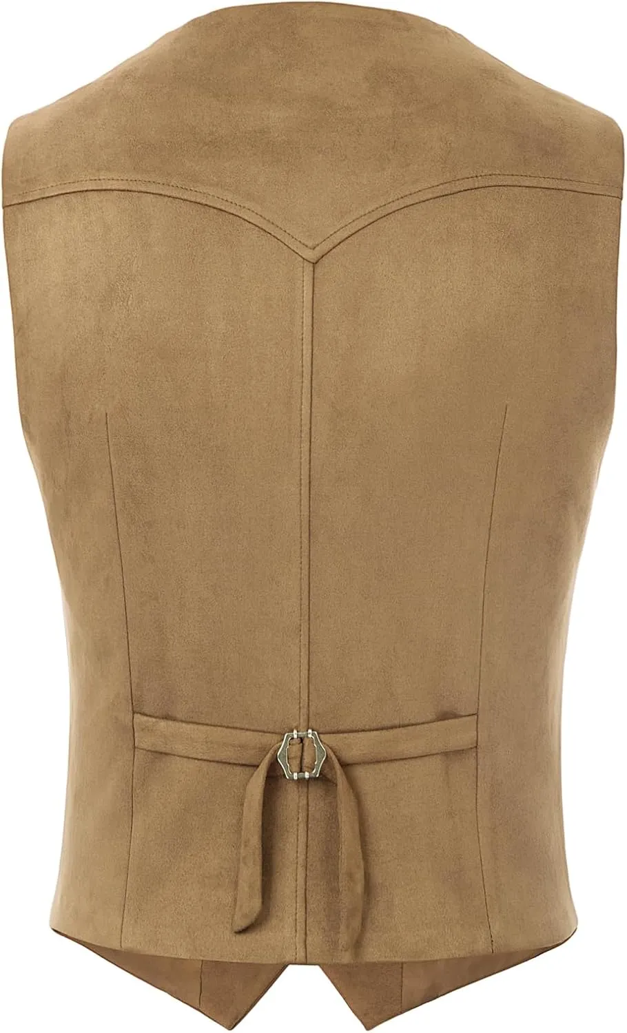 PJ PAUL JONES Mens Faux Suede Leathr Suit Vest Western Cowboy Dress Vests with Pockets