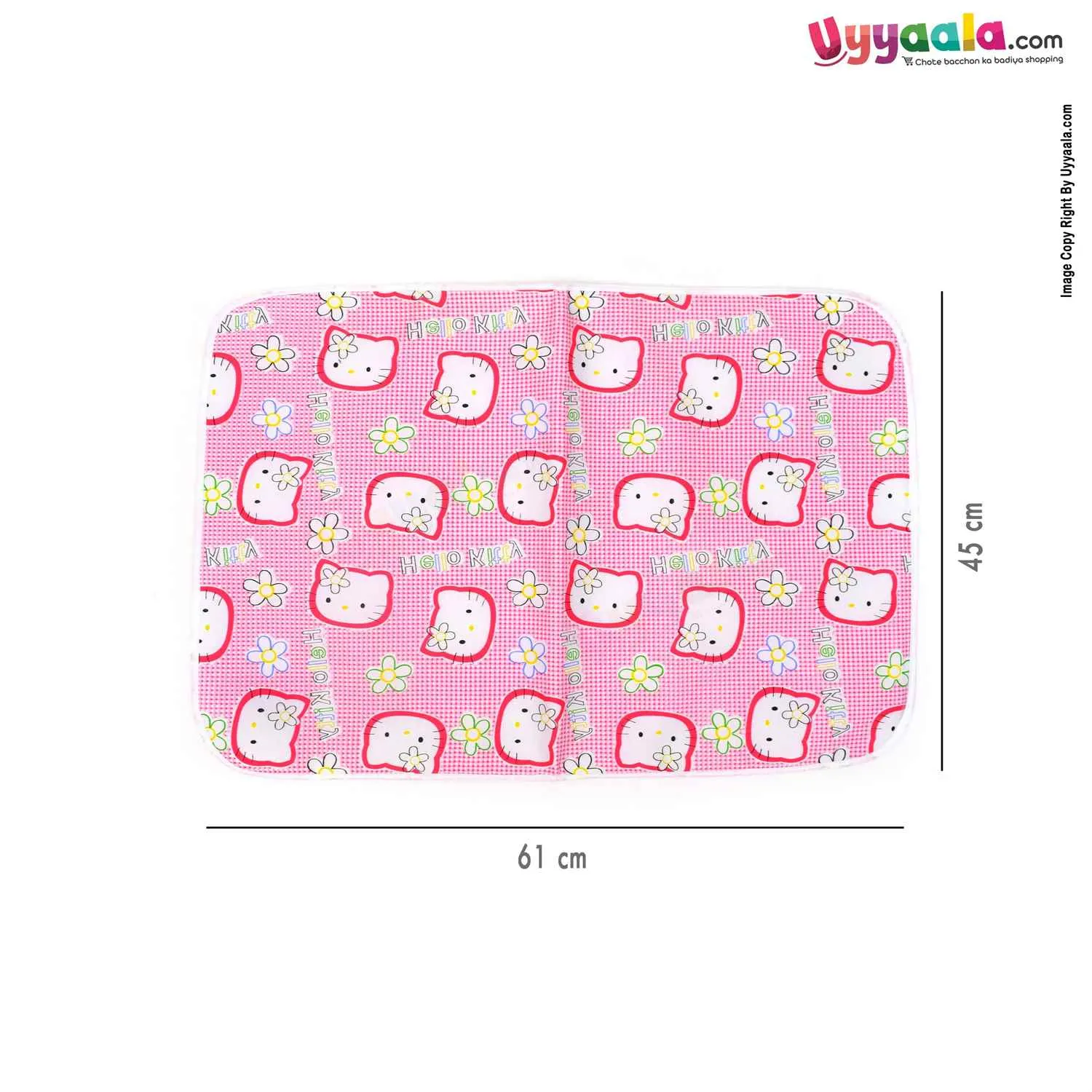 Plastic Sleeping Mats Water Proof Bed Protector With Foam Cushioned for Babies Hello Kitty Print Small