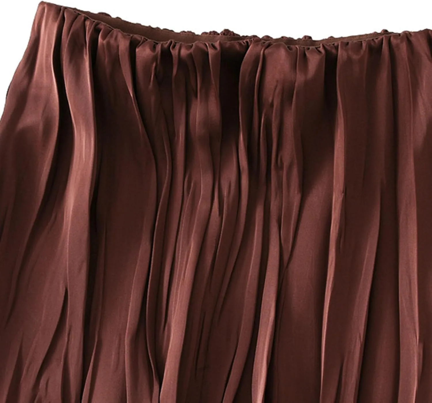 Pleated Midi Skirts for Women 2025 Summer Solid Color Flowy Swing A-Line Elastic Waisted Long Skirt