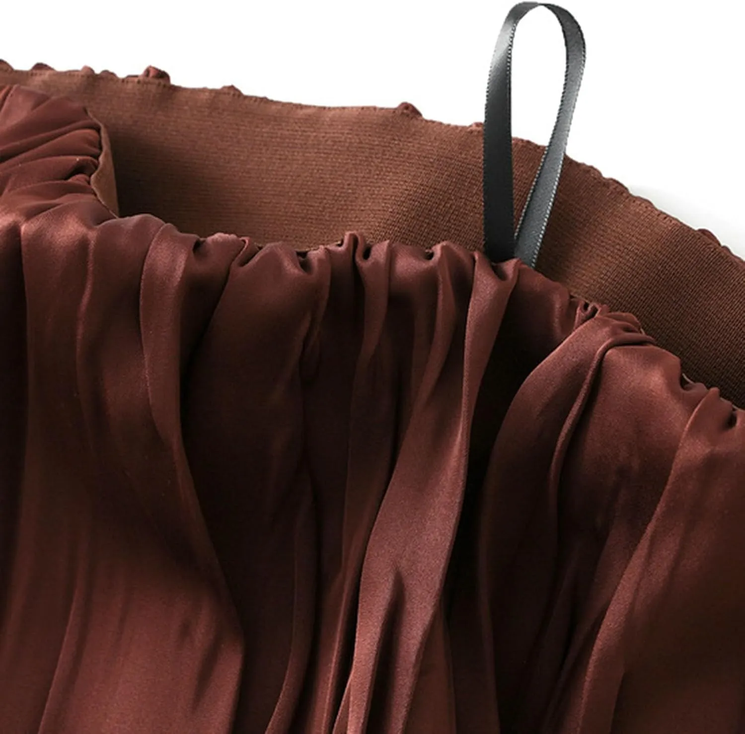 Pleated Midi Skirts for Women 2025 Summer Solid Color Flowy Swing A-Line Elastic Waisted Long Skirt