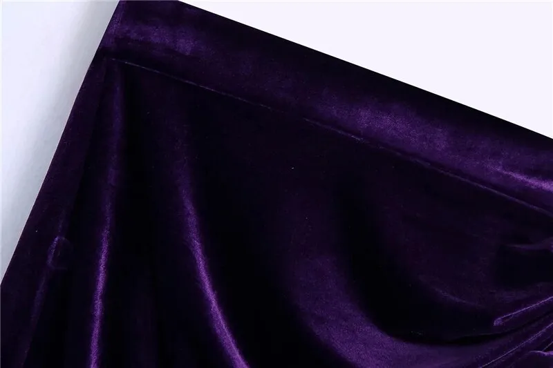 PLEATED VELVET MIDI SKIRT