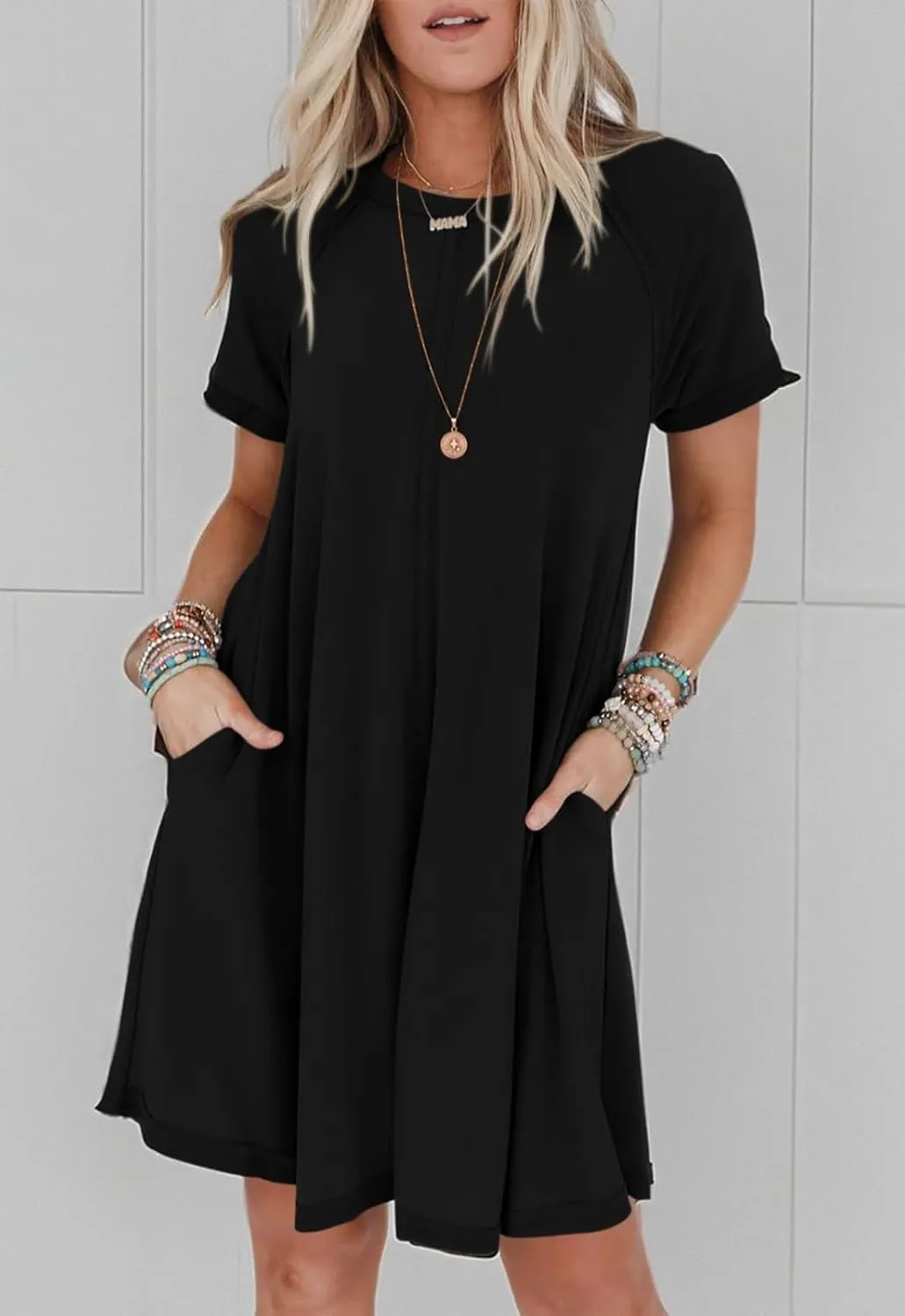 PRETTYGARDEN Women's Summer Casual T Shirt Dresses 2024 Short Sleeve Crew Neck Swing Dress with Pockets Short Dress