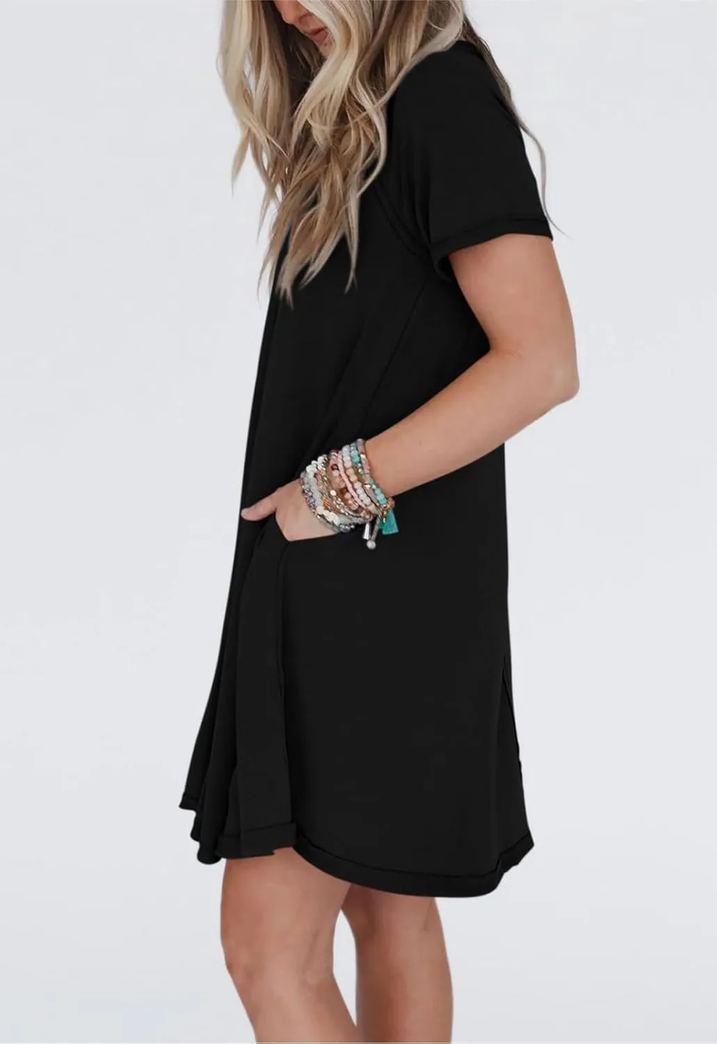 PRETTYGARDEN Women's Summer Casual T Shirt Dresses 2024 Short Sleeve Crew Neck Swing Dress with Pockets Short Dress