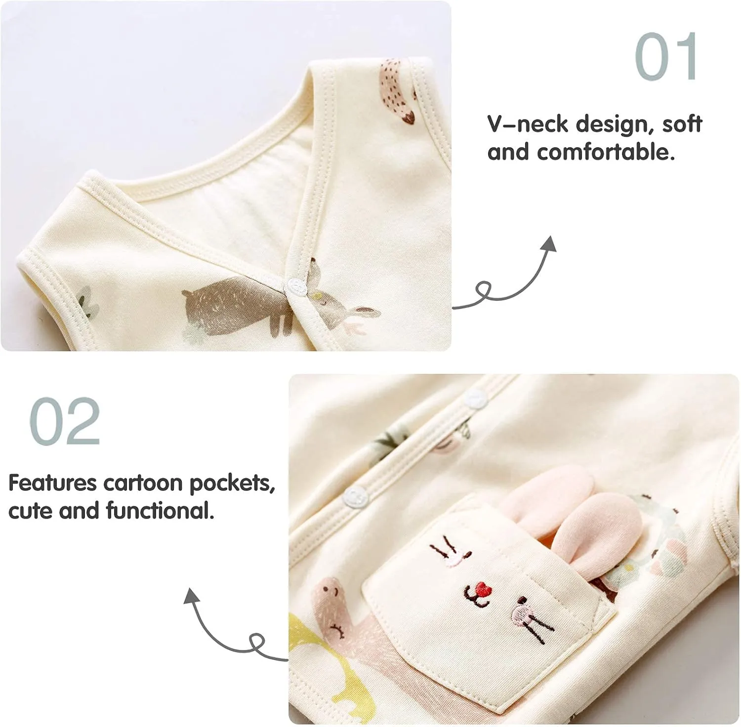 pureborn Baby Toddler Girls Boys Vest Soft Waistcoat Sleeveless Jacket Lightweight Vests 0-6 Years