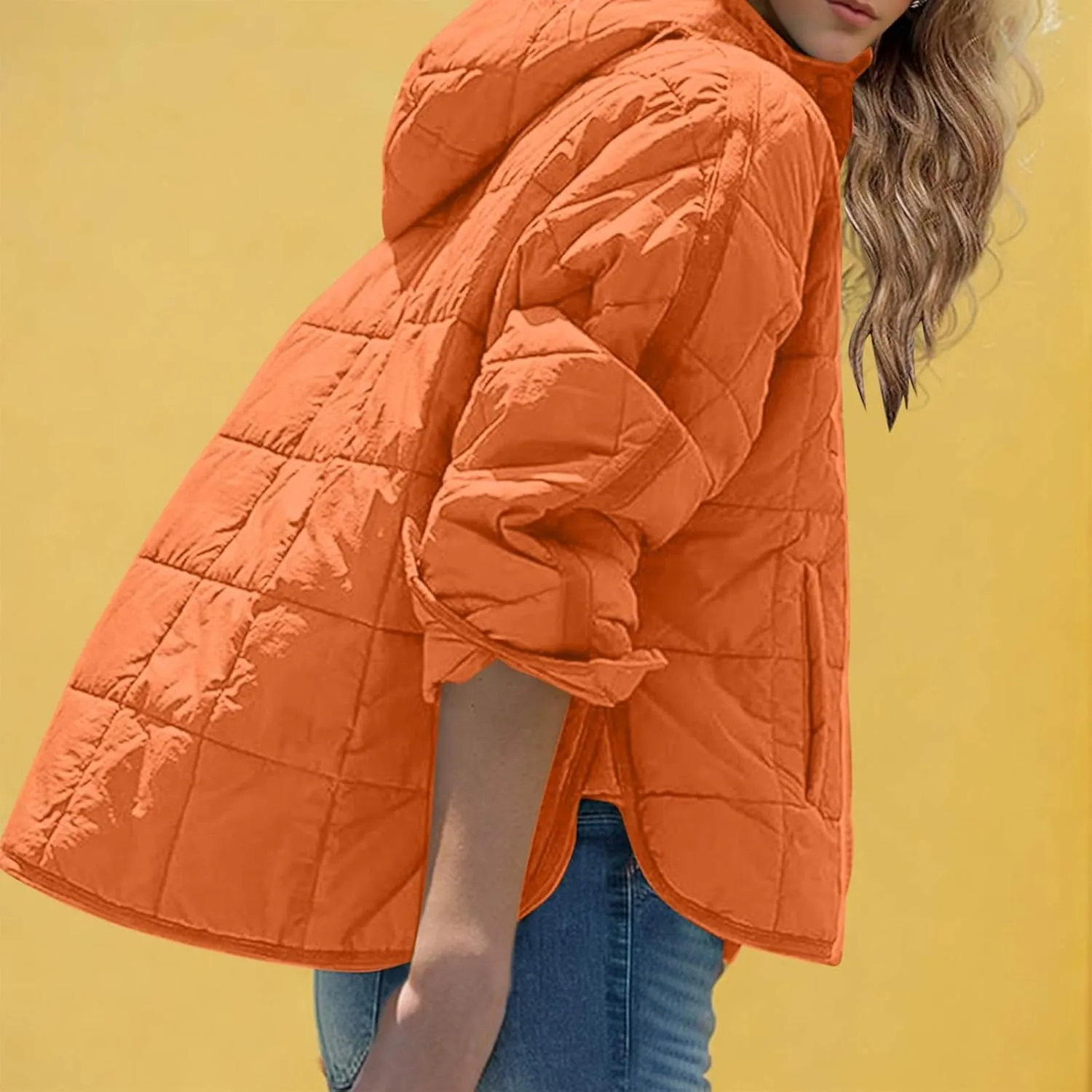 Quilted Puffer Jackets for Women Winter Coats Lightweight Warm Down Jacket Oversized Overcoats with Pockets