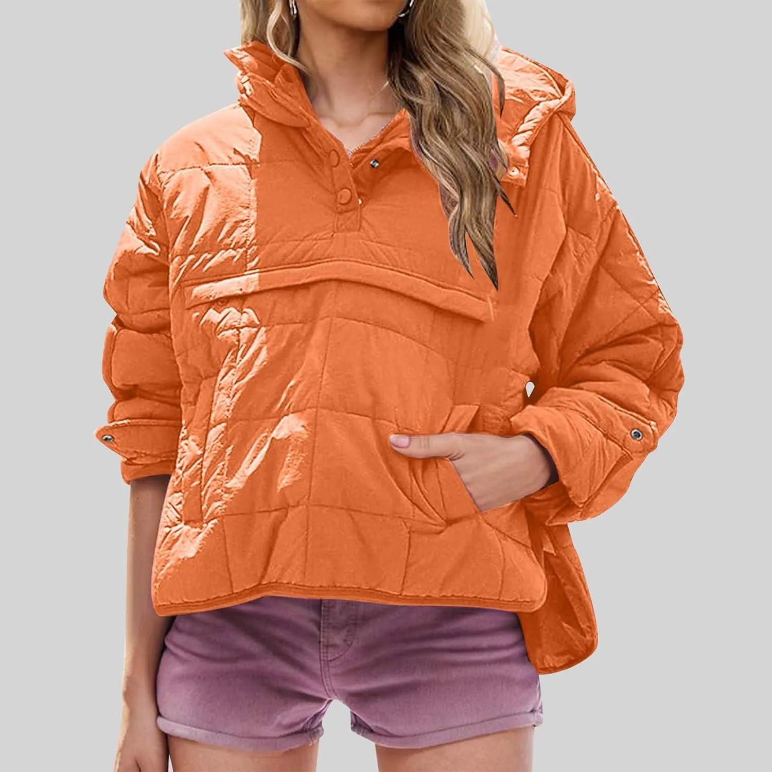 Quilted Puffer Jackets for Women Winter Coats Lightweight Warm Down Jacket Oversized Overcoats with Pockets