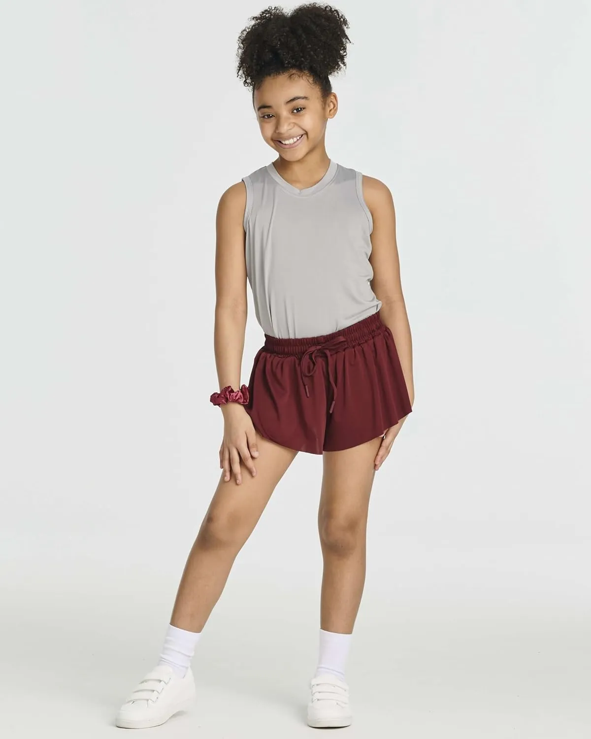 Real Essentials 4 Pack: Girls 2-in-1 Flowy Shorts with Spandex Liner Youth Butterfly Skirts - Athletic Dance (Ages 4-18)