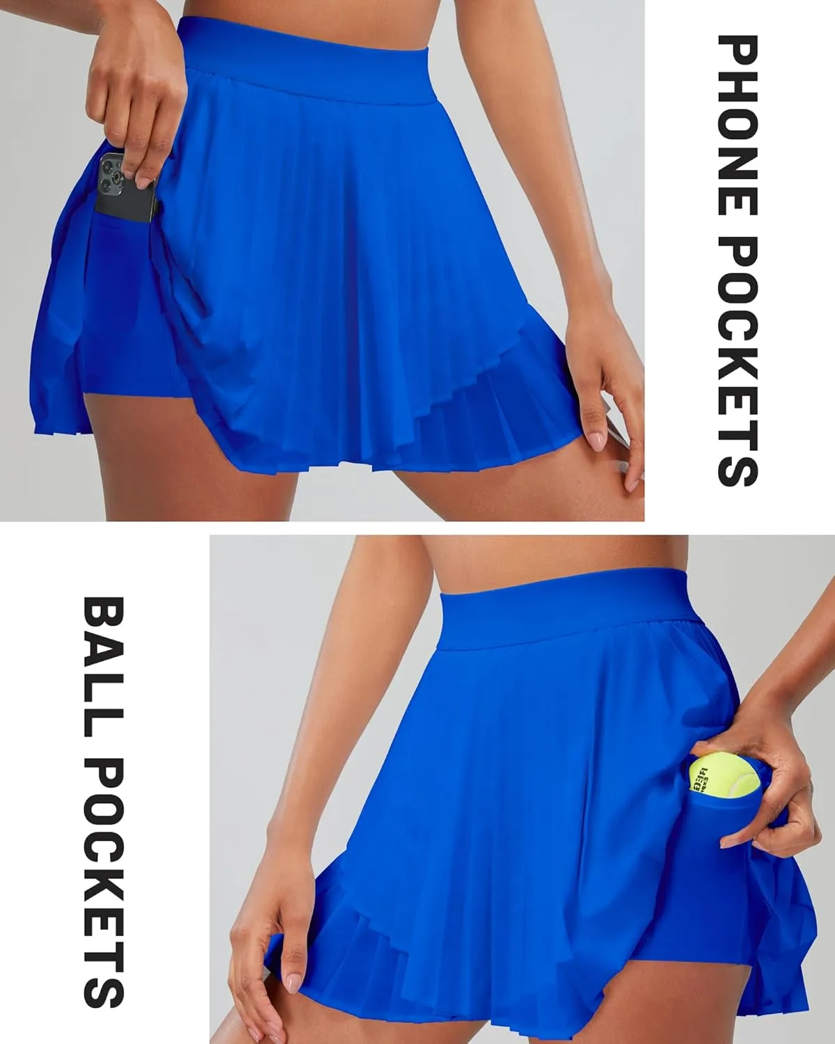 RUNNING GIRL Women's Pleated Tennis Skirts with Pockets High Waisted Tummy Control Casual Athletic Workout Golf Skorts