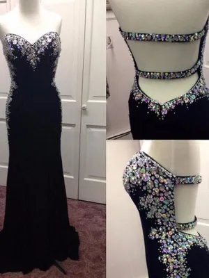 Sheath/Column Sweetheart Sleeveless Spandex Paillette Sweep/Brush Train Dresses