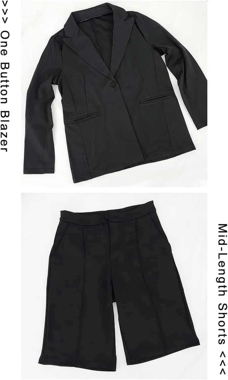 SHINFY Women's Blazer Sets 2 Piece Outfits Lapels Jacket High Waisted Shorts Work Business Suits