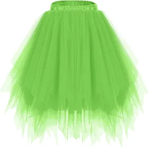 Short Tulle Skirt for Women Trendy High Waisted Mesh Multilayer Bullet Cheerleading Mini Tutu Skirts for Cosplay