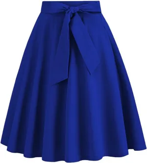 Skirts for Women Midi Length Vintage Hepburn Skirt Cinch Waist Bow Tie Plus Size Baggy Western Skirts Clothes