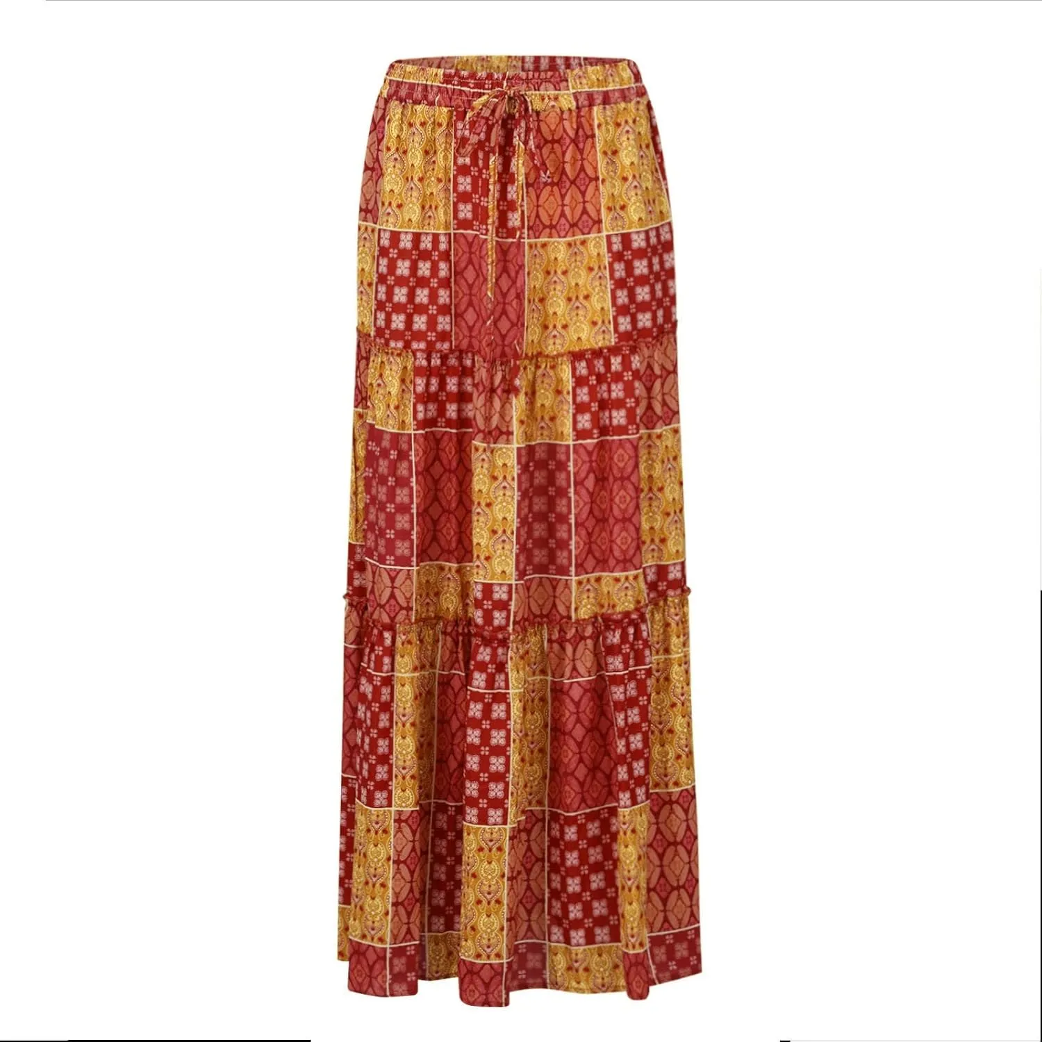 Skirts for Women,Womens Boho Maxi Skirt with Pockets Linen Flowy Long Skirts 2025 Elastic High Waisted Trendy