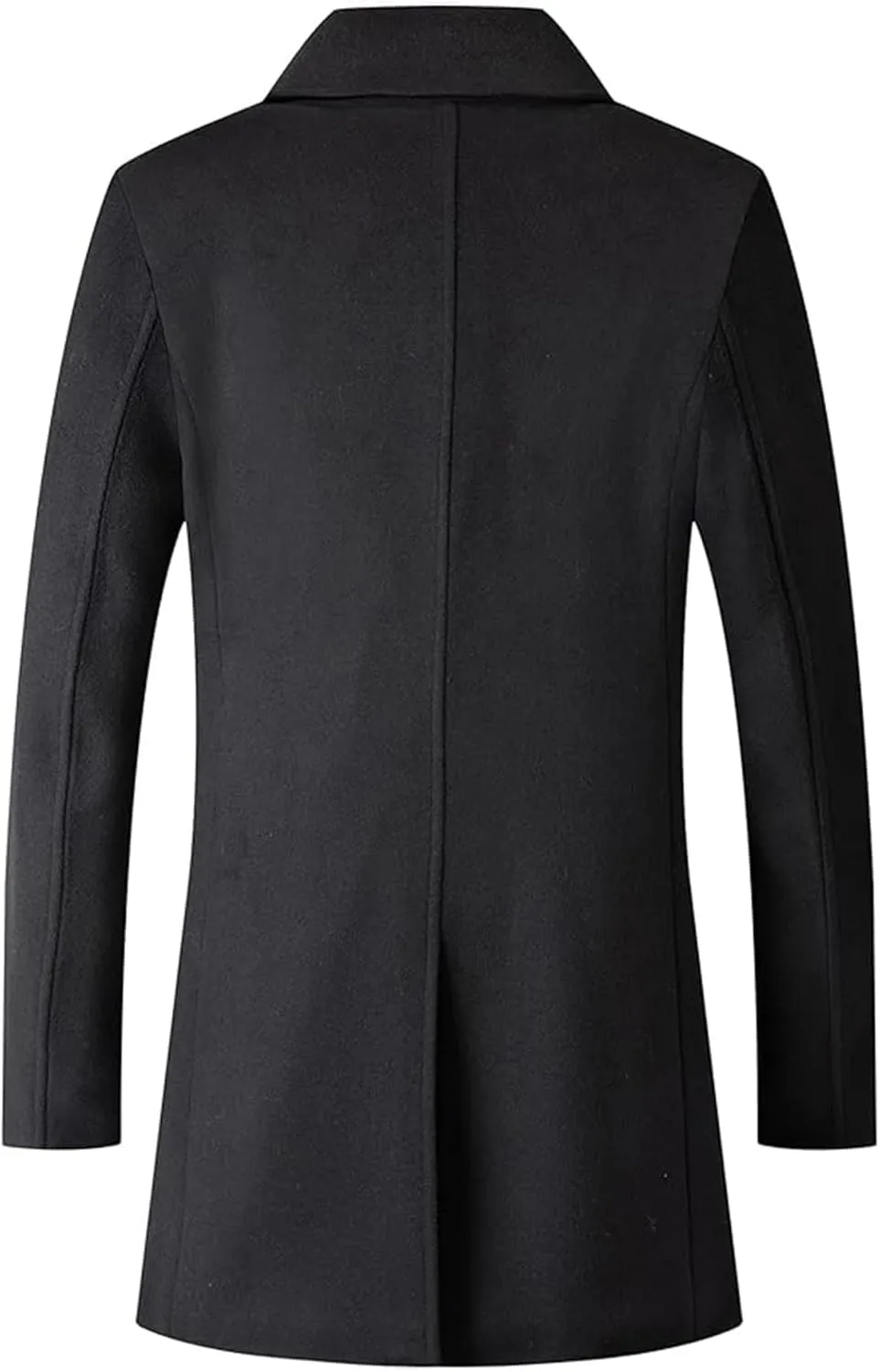 SOMTHRON Men's Casual Trench Coat Double Breasted Notched Lapel Peacoat Winter Mid Long Jacket Overcoat