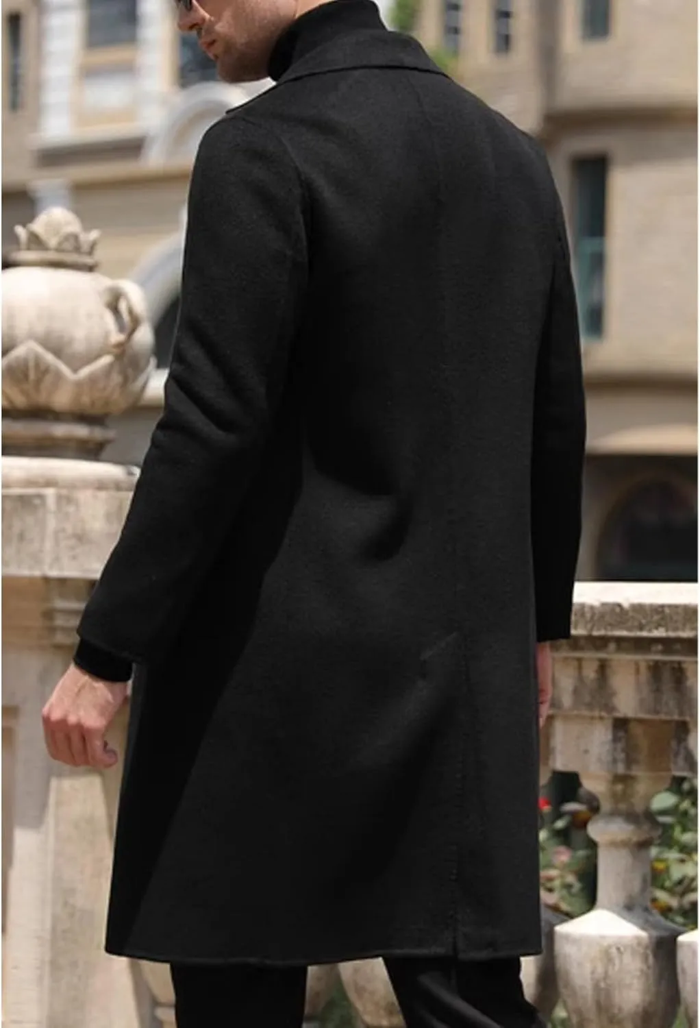SOMTHRON Men's Casual Trench Coat Slim Fit Double Breasted Notched Collar Peacoat Winter Long Jacket Overcoat