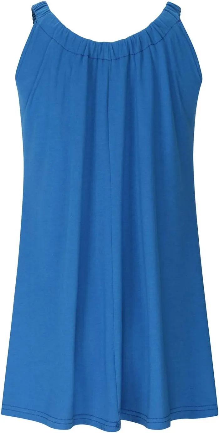Summer Beach Dresses for Women,2024 Strappy Tank Dress Sleeveless Loose Flowy Mini Sundress Smocked Shift Tunic Dress