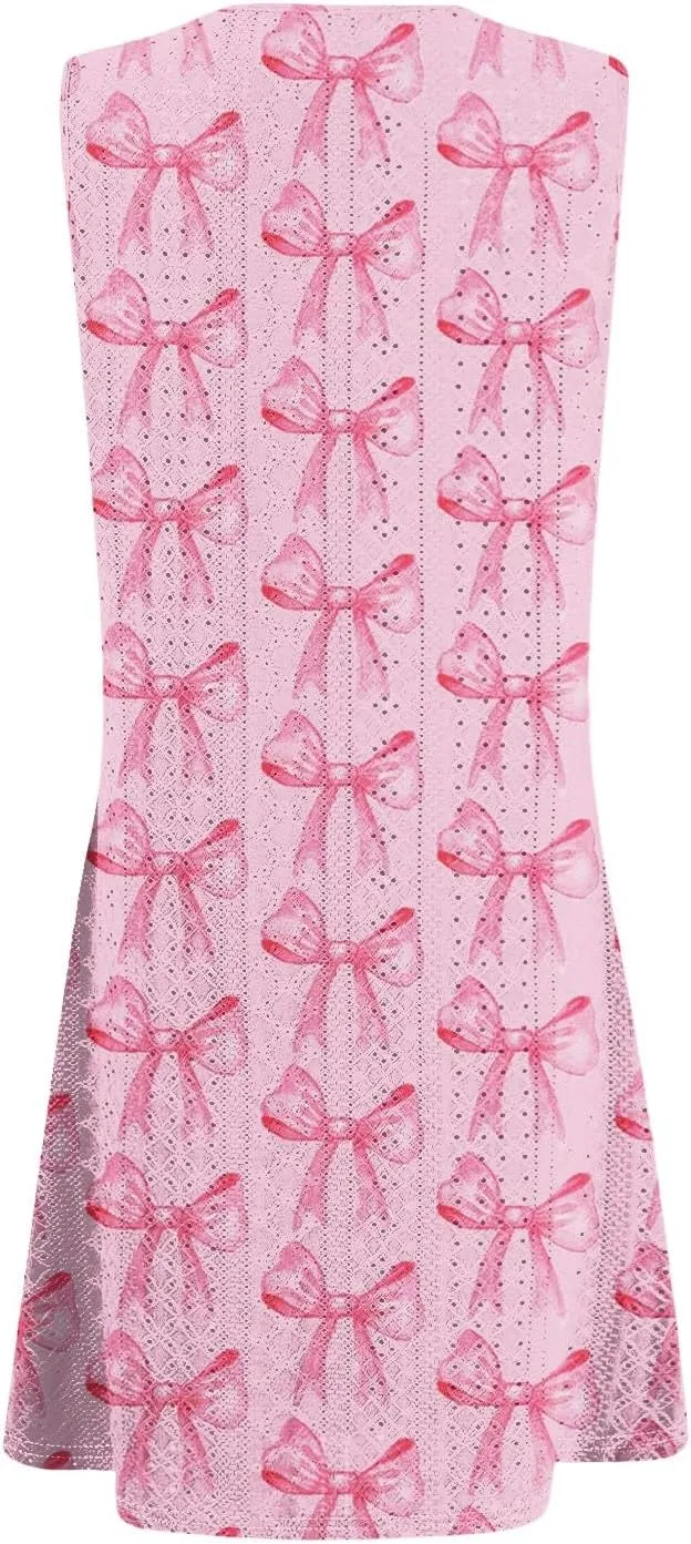Summer Dresses for Women 2025 Beach T Shirt Dresses Sleeveless Floral Flowy Tshirt Tank Sundresses with Pocket