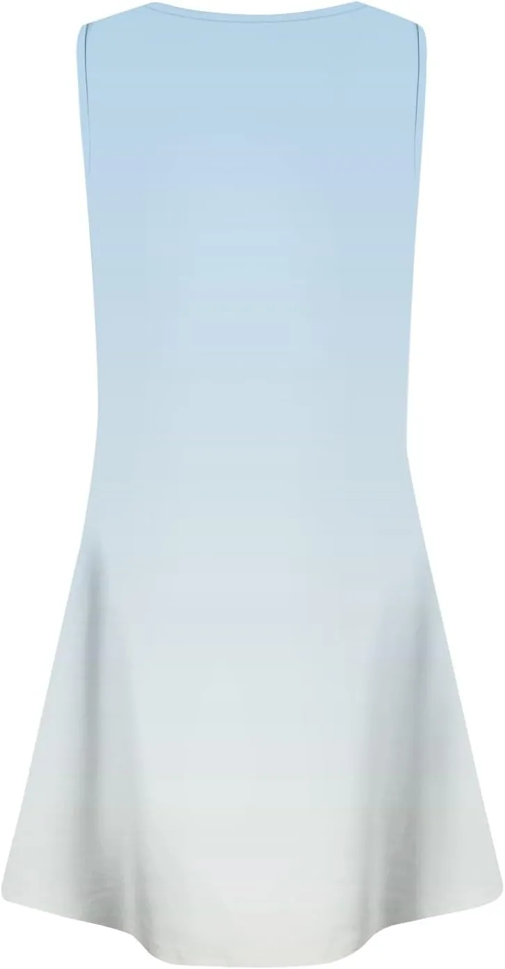 Summer Dresses for Women Loose Sleeveless T Shirt Dresses Square Neck Casual Pleated Front Tank Dress Floral Sundresses