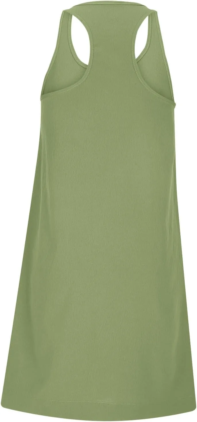 Sun Dresses for Women 2025 Vacation Beach Sleeveless Scoop Neck Mini Dress Summer Casual Loose Fit Babydoll Sundress