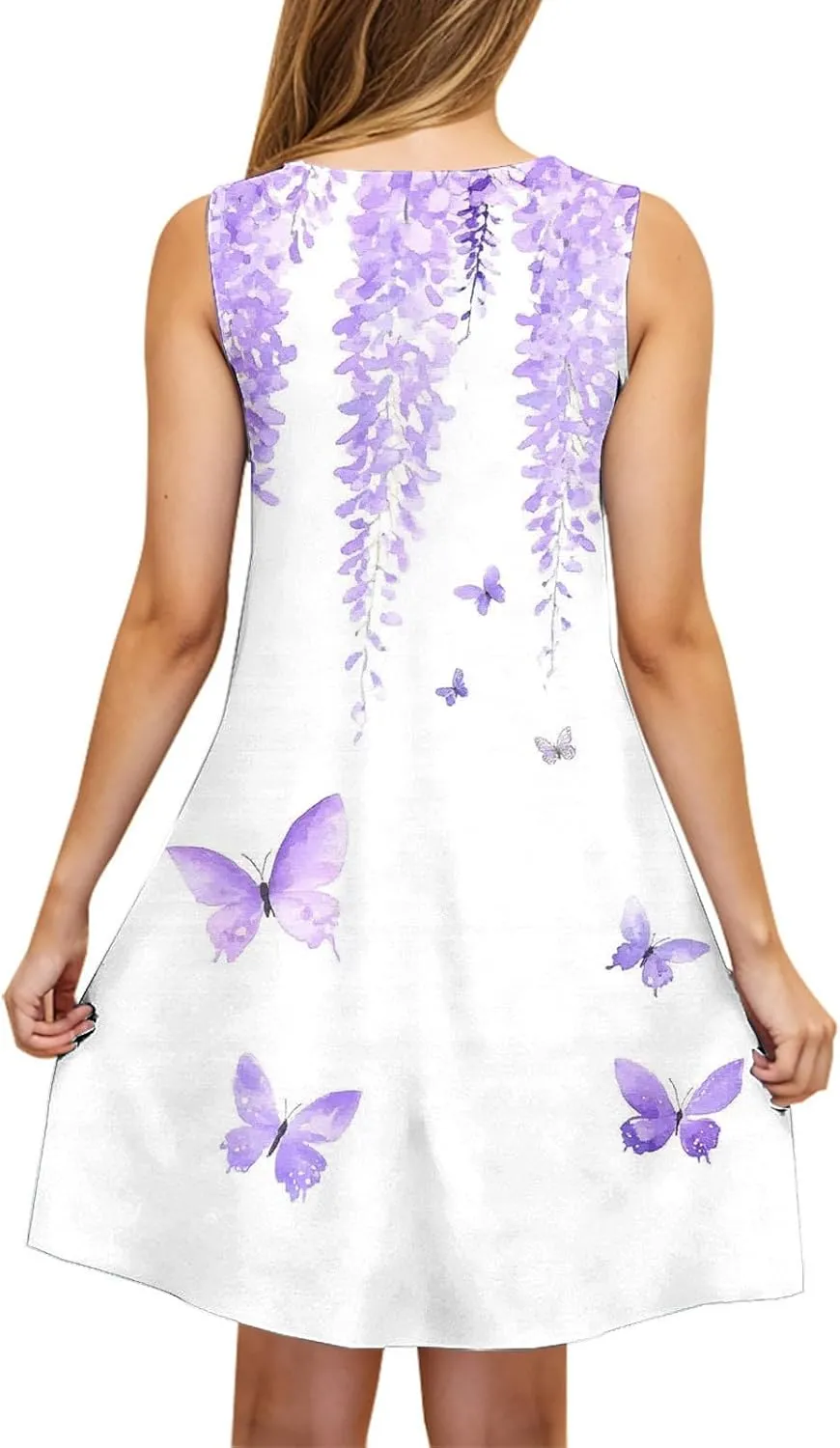 Sun Dresses for Women 2025 Vacation Bohemian Floral Flowy a Line Tank Dress Casual Summer Beach Coverup with Pockets