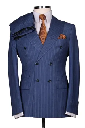 Suzhoufashion Adley Khaki Peaked Lapel Double Breasted Business Men Suits