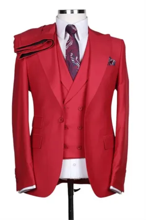 Suzhoufashion Agustin Fuchsia Peaked Lapel Double Breasted Business Men Suits