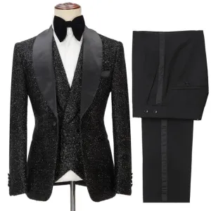 Suzhoufashion Alden Gold Shawl Lapel Three Pieces Bespoke Wedding Men Suits