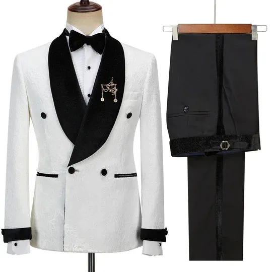 Suzhoufashion Andreas Newest Off White Shawl Lapel Three Pieces Wedding Groom Suits
