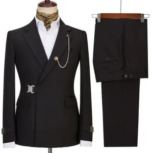 Suzhoufashion Dangelo Black Shawl Lapel Jacquard Wedding Men Suits
