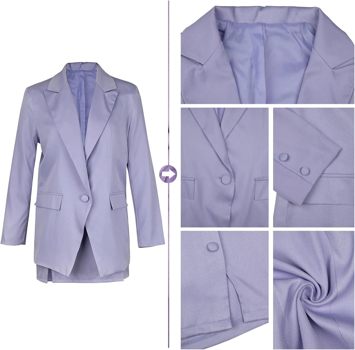 Tcremisa Women's 2 Piece Outfits Long Sleeve Lapel Blazer and Slit Mini Skirt Suit Set Office Business Suits