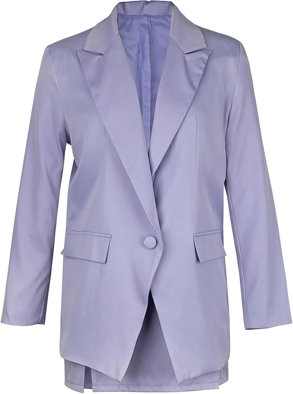 Tcremisa Women's 2 Piece Outfits Long Sleeve Lapel Blazer and Slit Mini Skirt Suit Set Office Business Suits