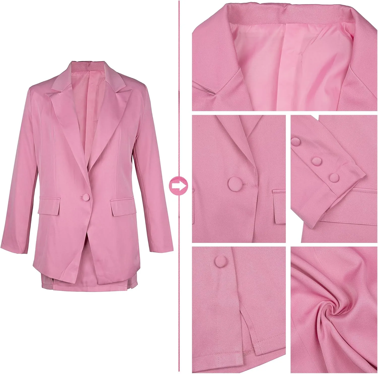 Tcremisa Women's 2 Piece Outfits Long Sleeve Lapel Blazer and Slit Mini Skirt Suit Set Office Business Suits