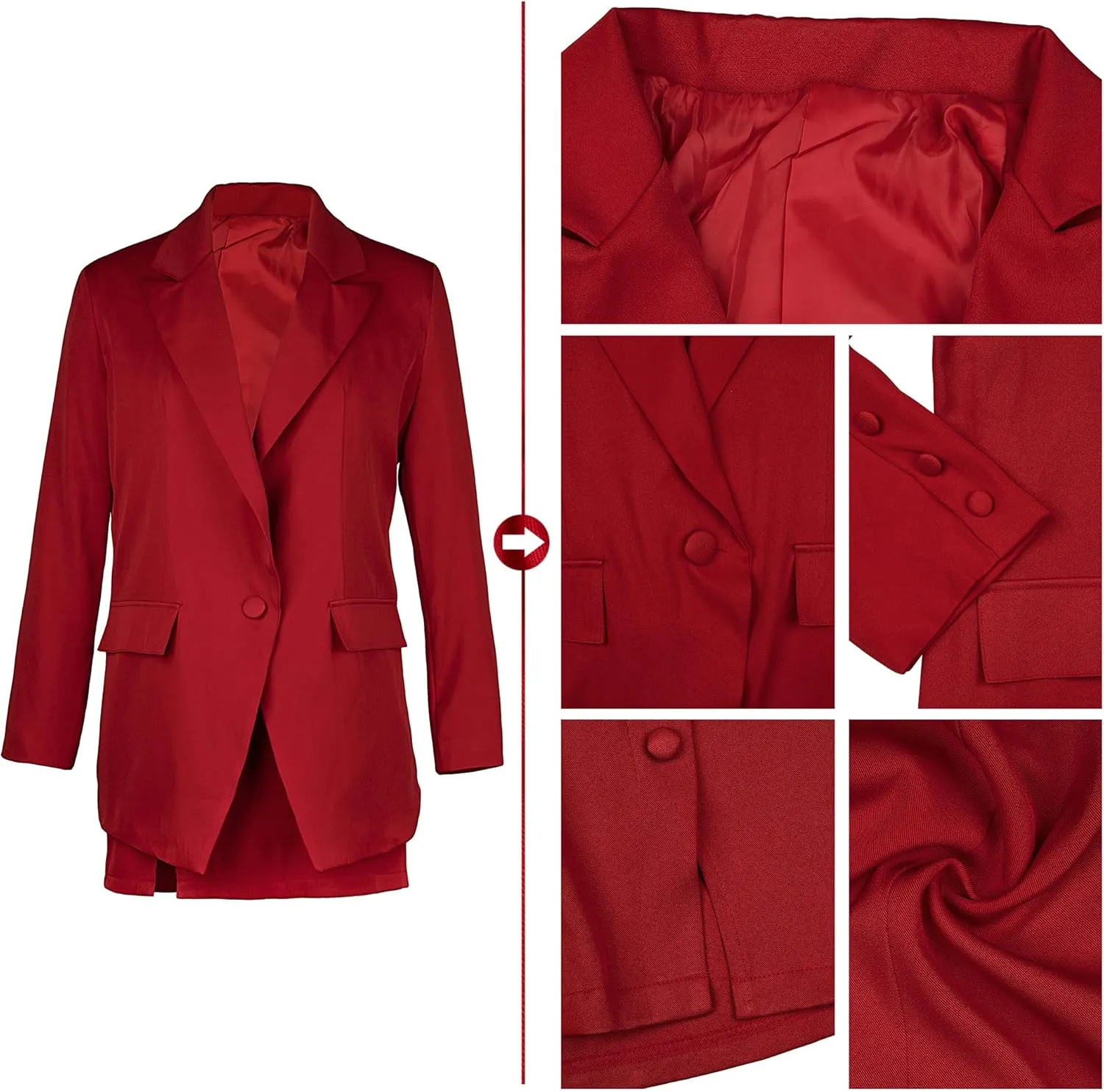 Tcremisa Women's 2 Piece Outfits Long Sleeve Lapel Blazer and Slit Mini Skirt Suit Set Office Business Suits